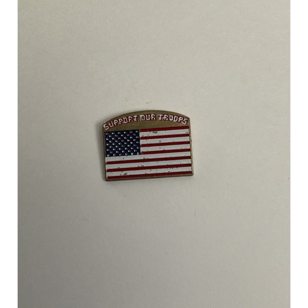 USA Flag Pin - Support Our Troops - Patriotic American Lapel Hat Pinback Tie Tac